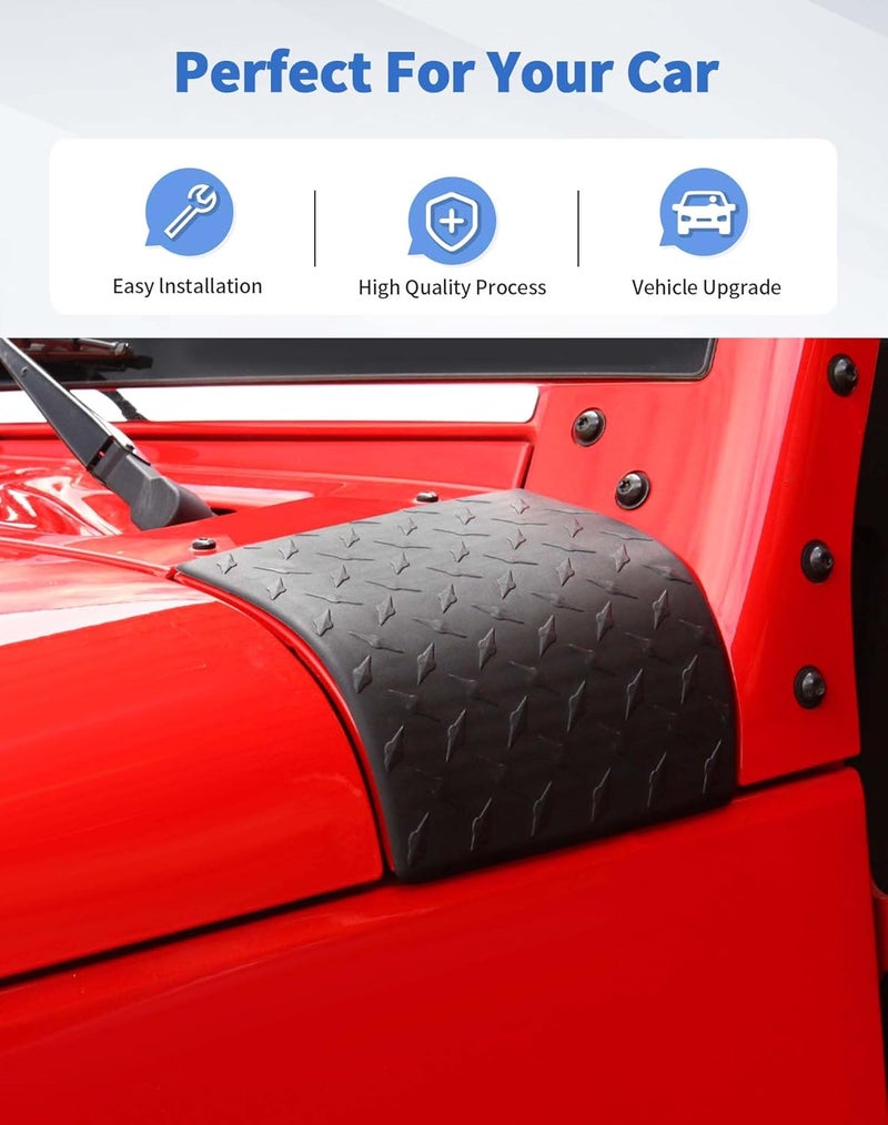 DSWSQ Cowl Body Armor Outer Cowling Cover Trim Fit for 2007-2018 Jeep Wrangler JK JKU Unlimited Rubicon Sahara X Off Road Sport Corner Guards Side Hood Engine Hood Body Armor Cover - Image 3